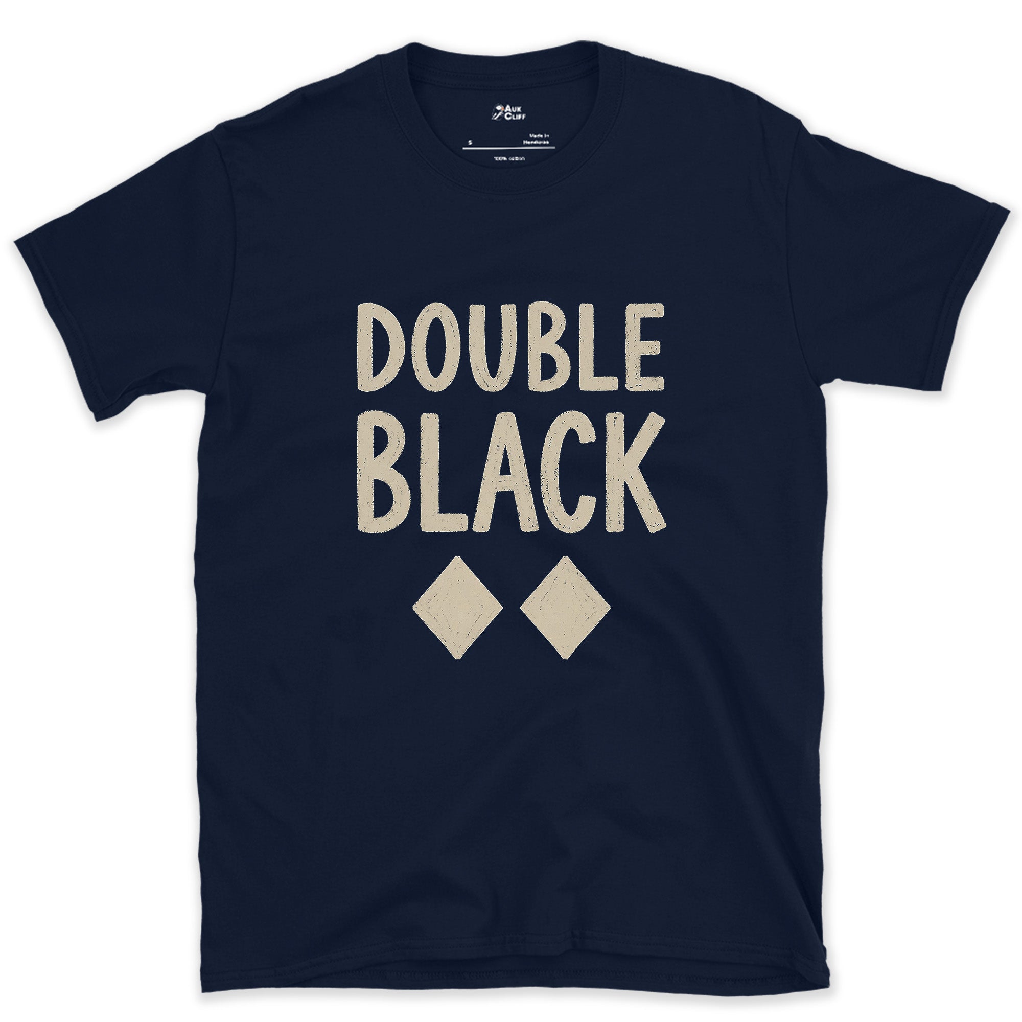 Double Black Two Diamond Markers design on a Navy Gildan Softstyle t-shirt