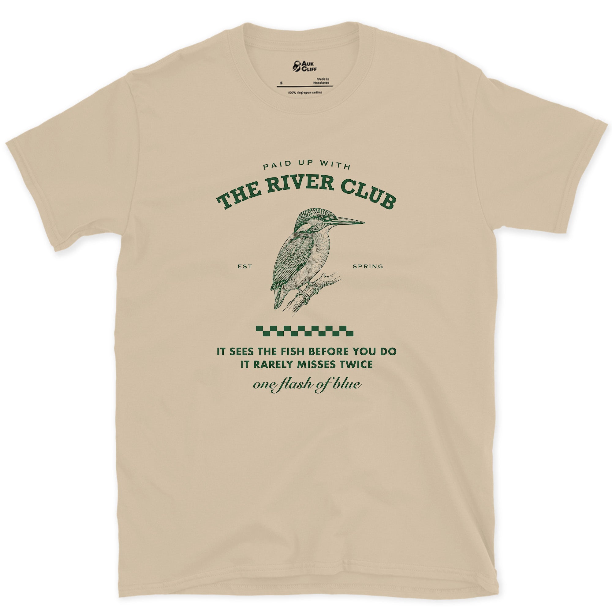 It Sees the Fish Before You Do design on a Sand Gildan Softstyle t-shirt
