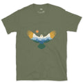 This Bald Eagle Flies Higher Than Most Peaks design on a Military Green Gildan Softstyle t-shirt