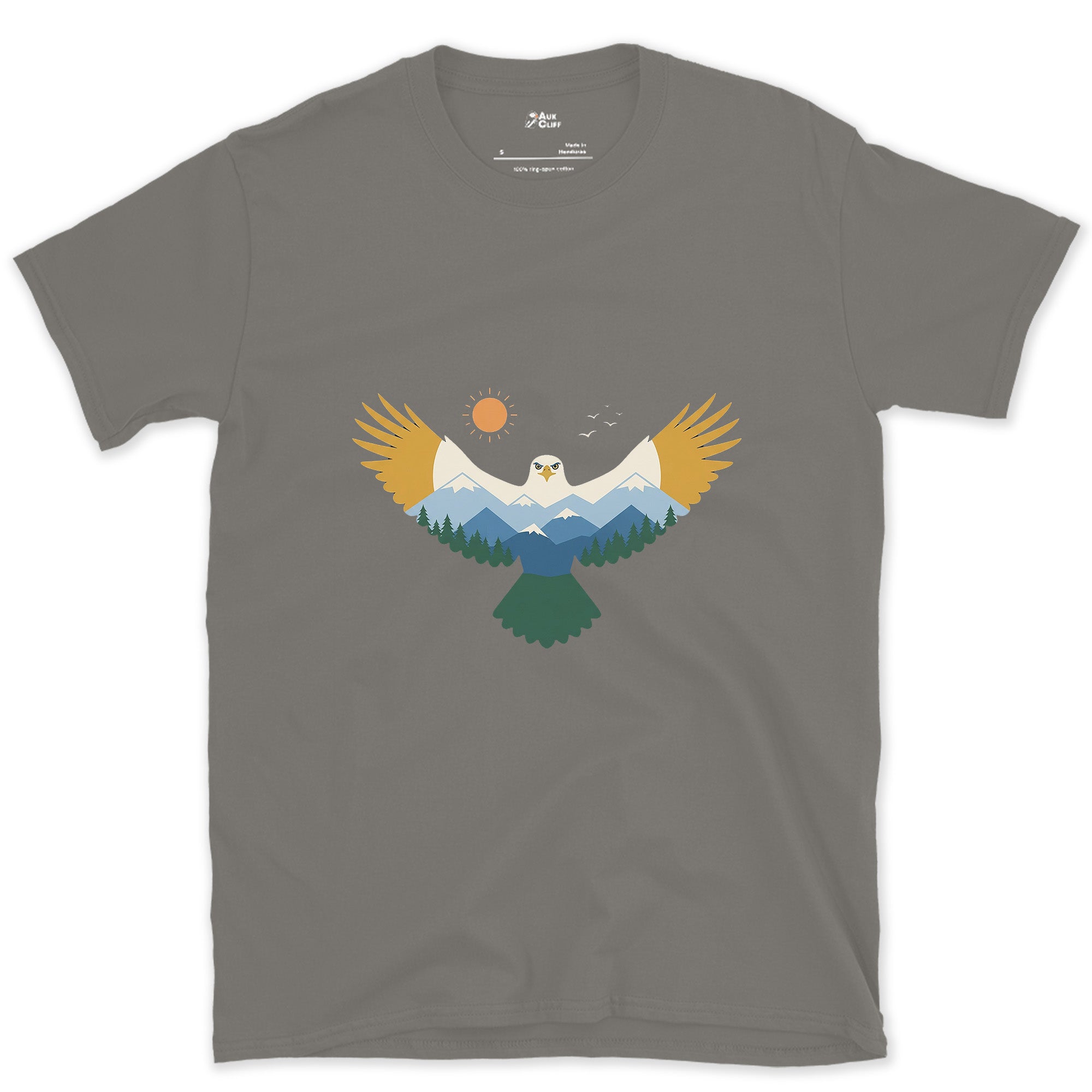 This Bald Eagle Flies Higher Than Most Peaks design on a Charcoal Gildan Softstyle t-shirt