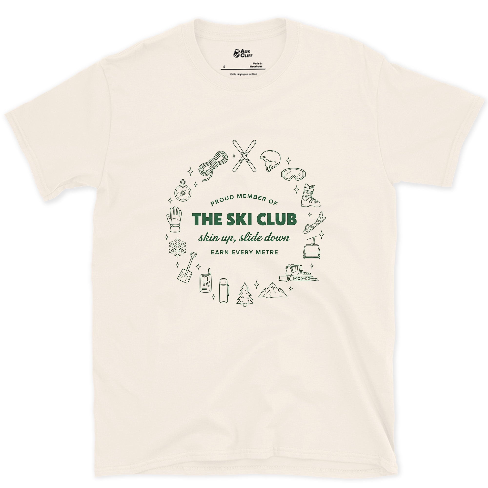 Proud Member of the Ski Club design on a Natural Gildan Softstyle t-shirt