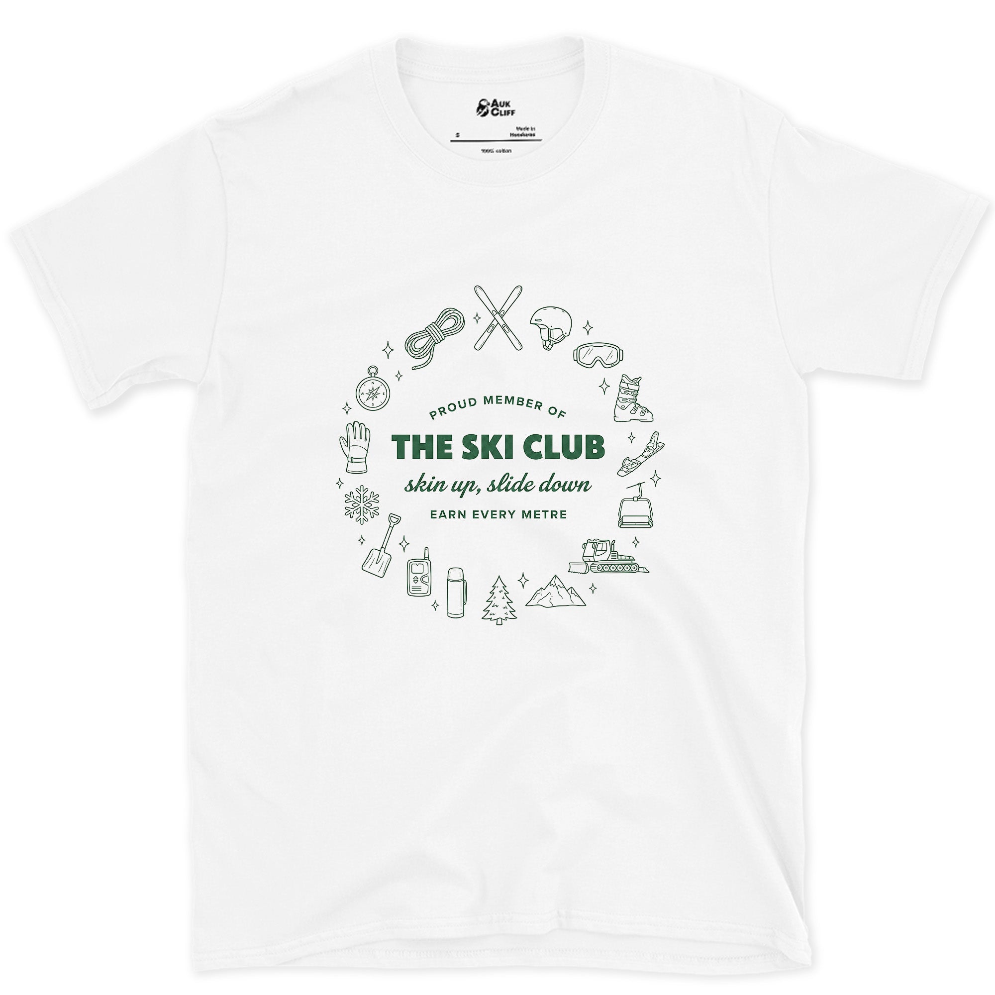 Proud Member of the Ski Club design on a White Gildan Softstyle t-shirt