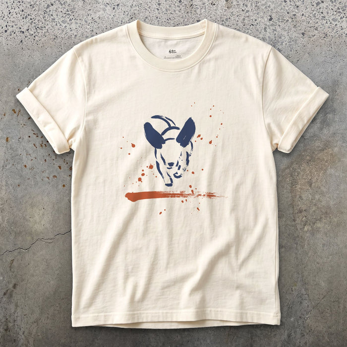 Ears First, Then the Dog design on a Natural Gildan Softstyle t-shirt
