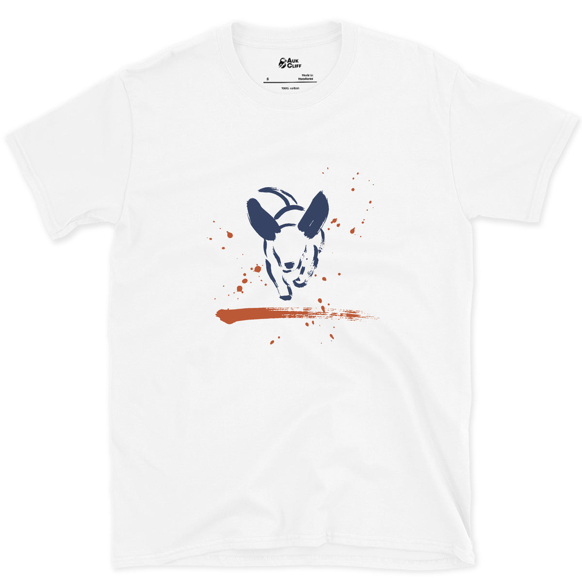 Ears First, Then the Dog design on a White Gildan Softstyle t-shirt