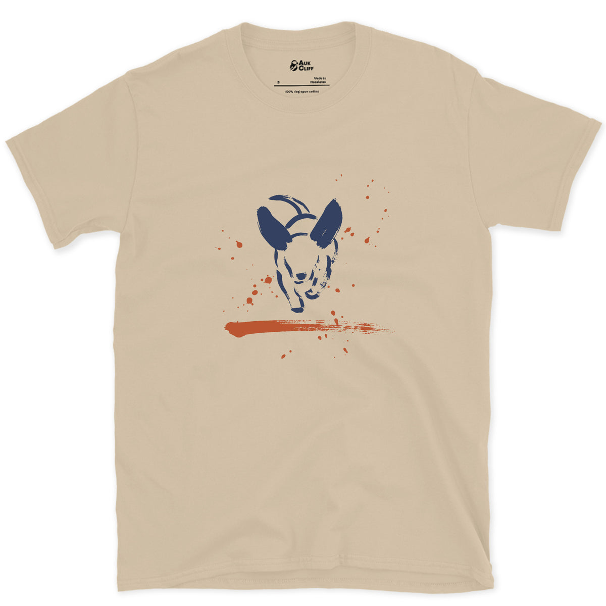 Ears First, Then the Dog design on a Sand Gildan Softstyle t-shirt
