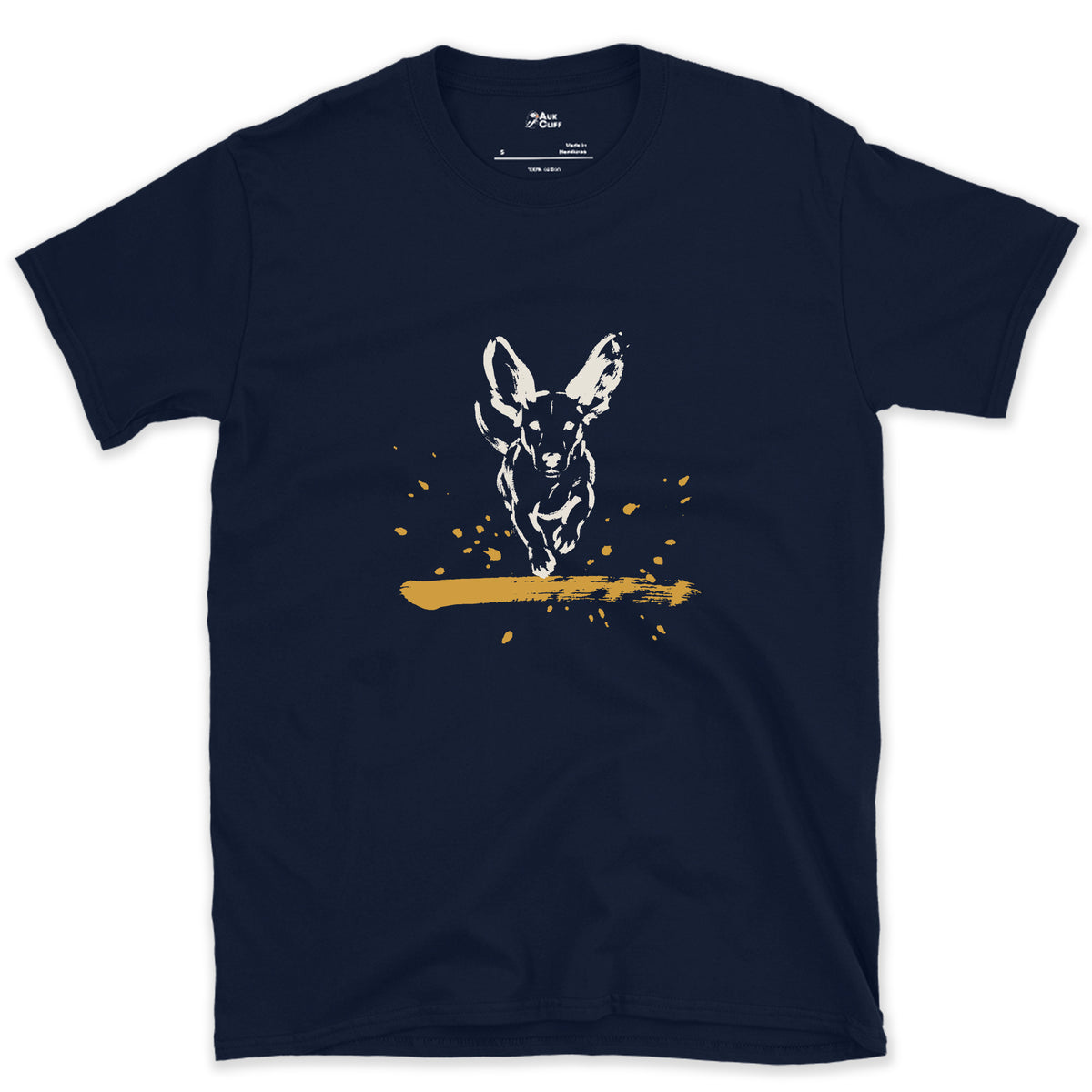 Ears First, Then the Dog design on a Navy Gildan Softstyle t-shirt
