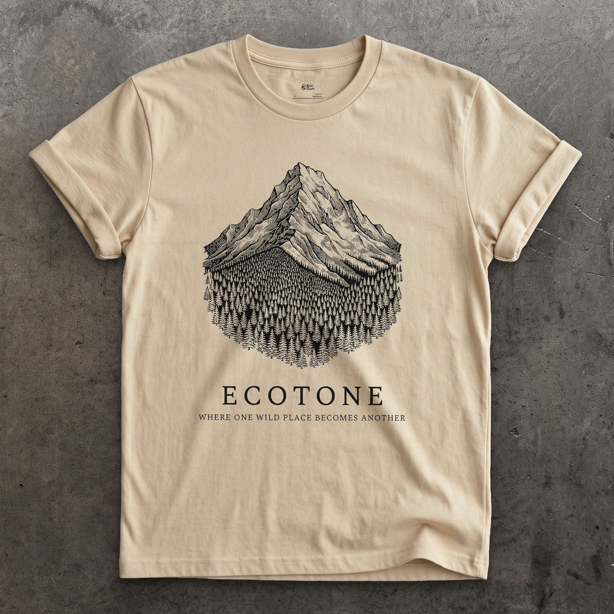 Ecotone design on a Sand Gildan Softstyle t-shirt