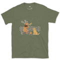 Bugling for Real This Time, Elk design on a Military Green Gildan Softstyle t-shirt
