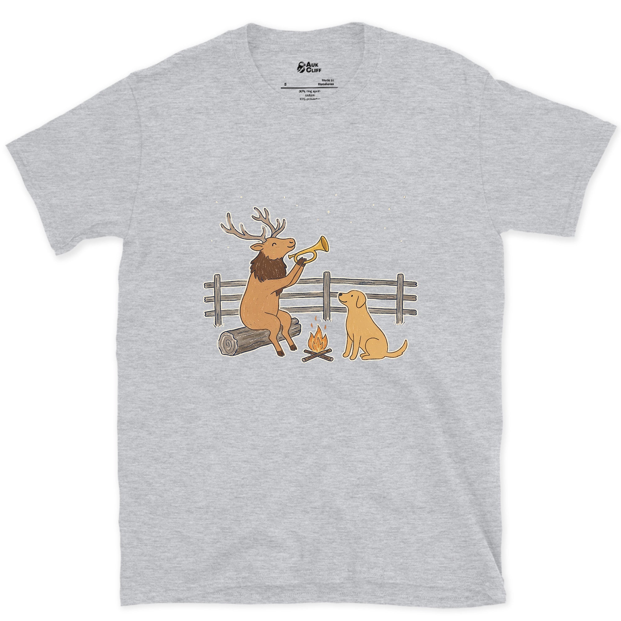 Bugling for Real This Time, Elk design on a Sport Grey Gildan Softstyle t-shirt