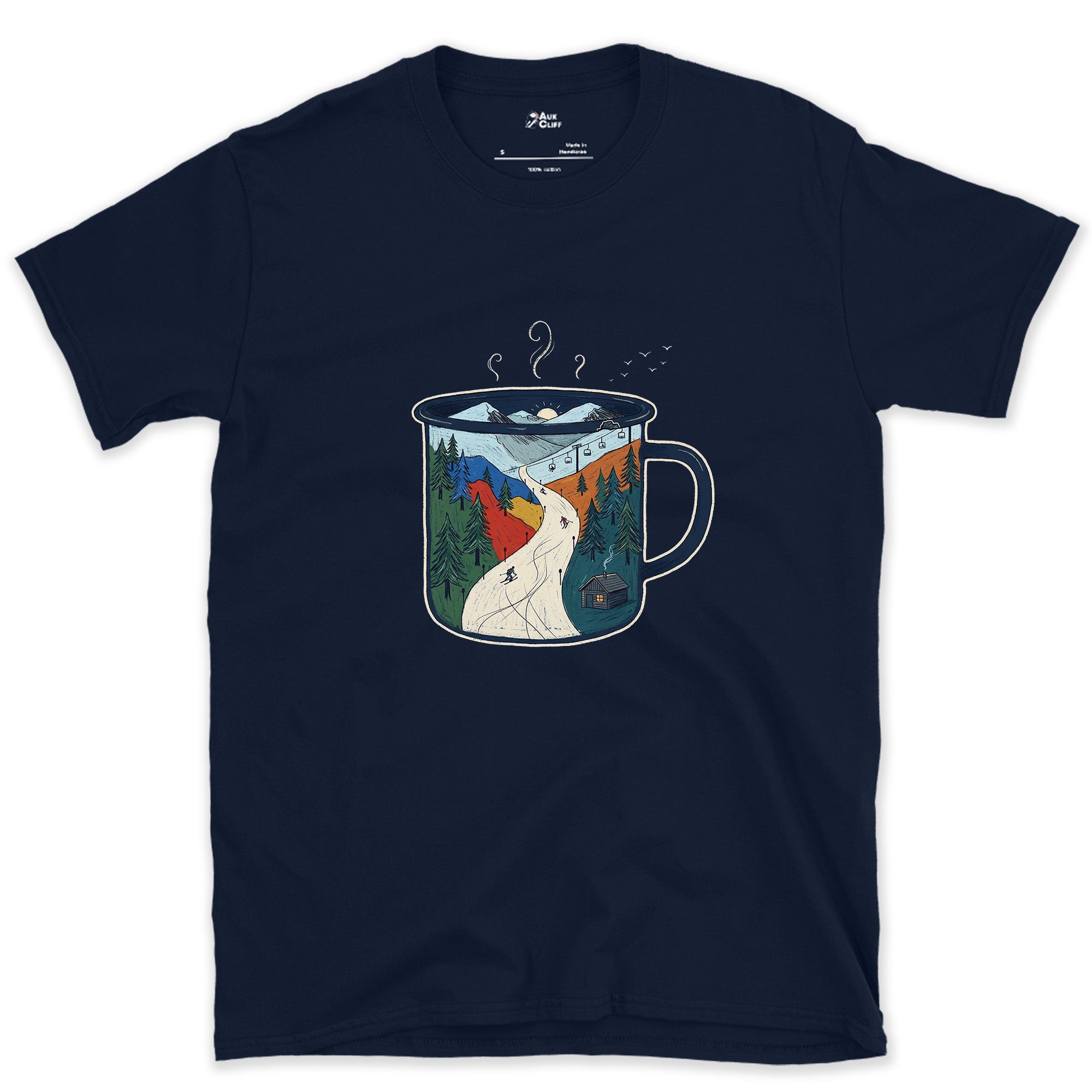 The Whole Campsite, Poured Into the Mug design on a Navy Gildan Softstyle t-shirt