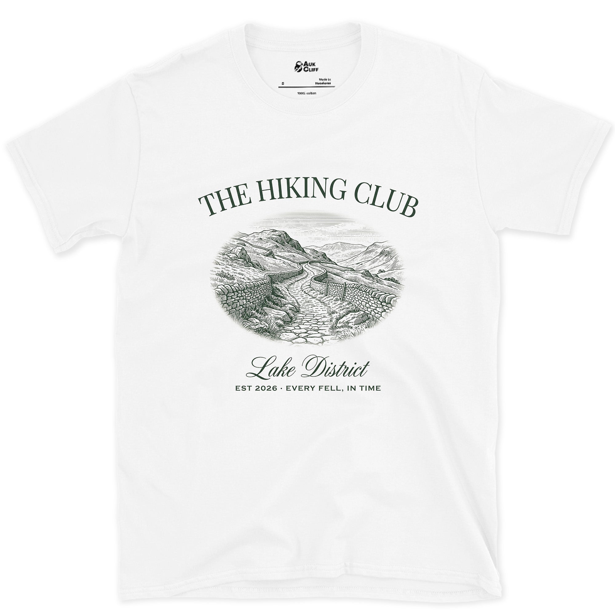 Every Fell in Time, Lake District design on a White Gildan Softstyle t-shirt