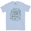 Every Long Weekend, Camp Club design on a Light Blue Gildan Softstyle t-shirt