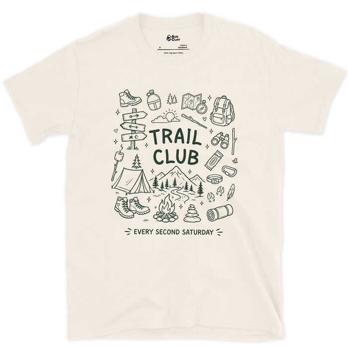 Every Second Saturday, Trail Club design on a Natural Gildan Softstyle t-shirt