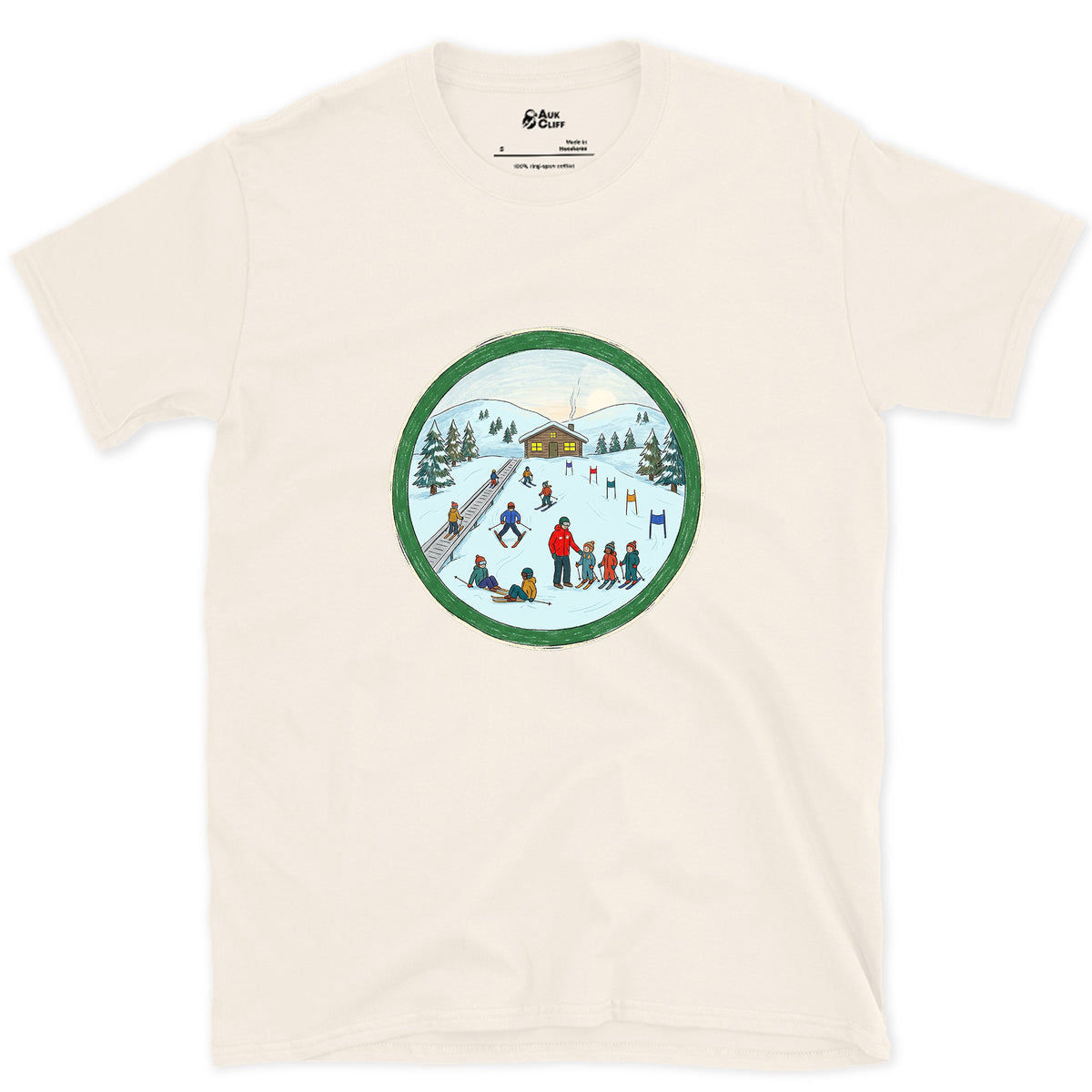 Every Skier Starts on the Green Circle design on a Natural Gildan Softstyle t-shirt
