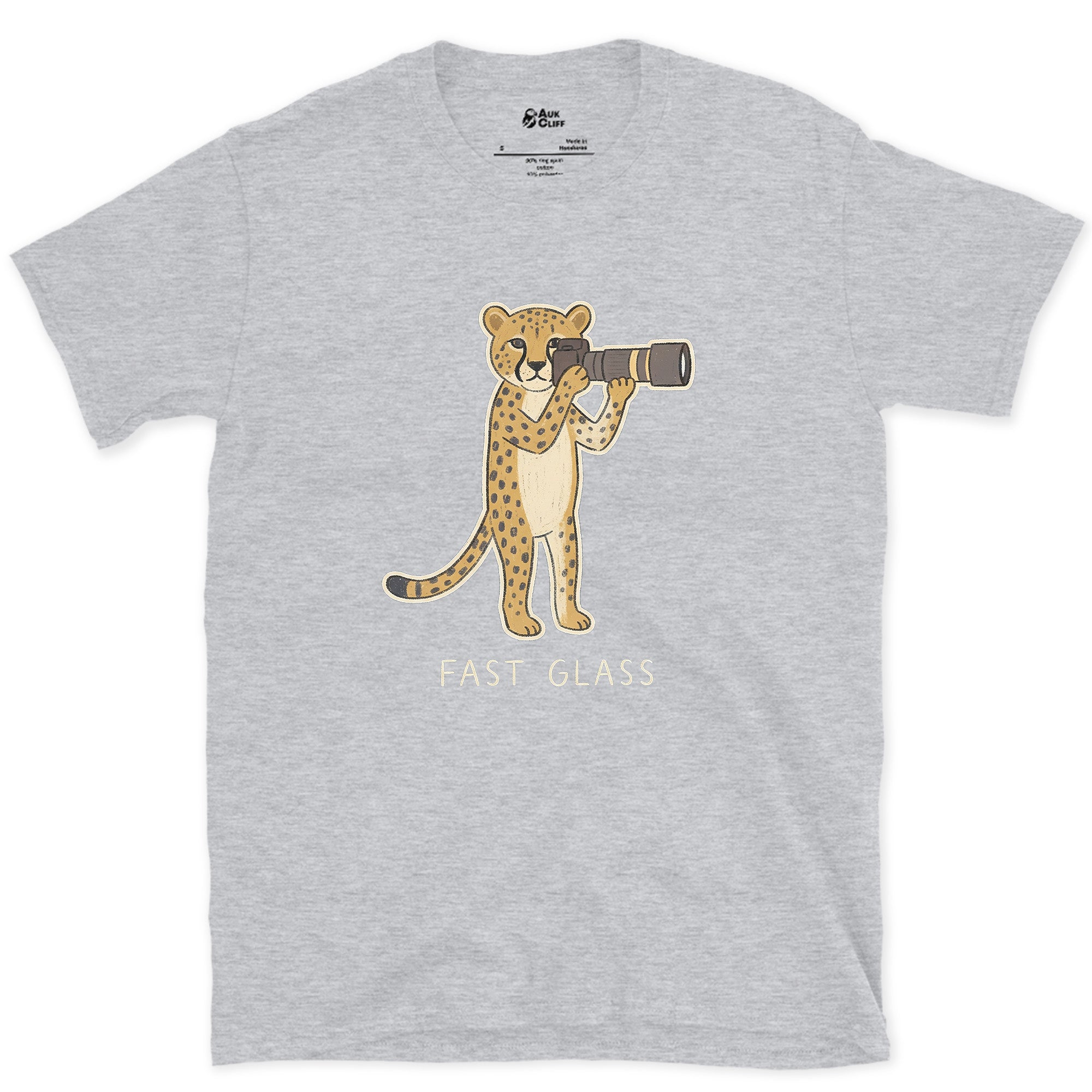 Fast Glass, Cheetah Gets the Fastest Lens design on a Sport Grey Gildan Softstyle t-shirt