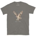 No Hesitation, Osprey Stooping design on a Charcoal Gildan Softstyle t-shirt