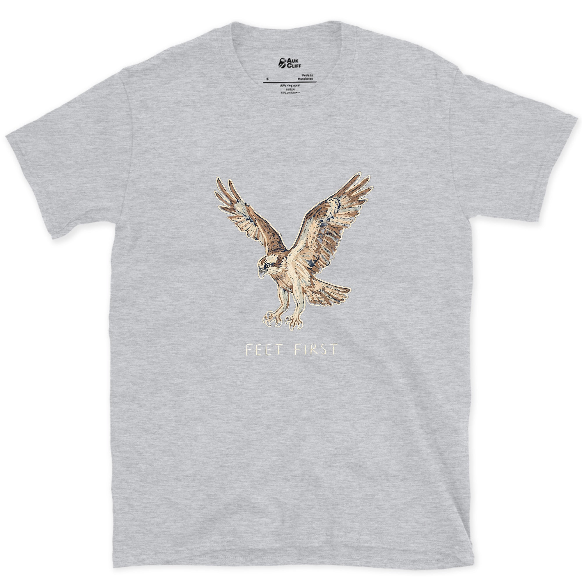 No Hesitation, Osprey Stooping design on a Sport Grey Gildan Softstyle t-shirt
