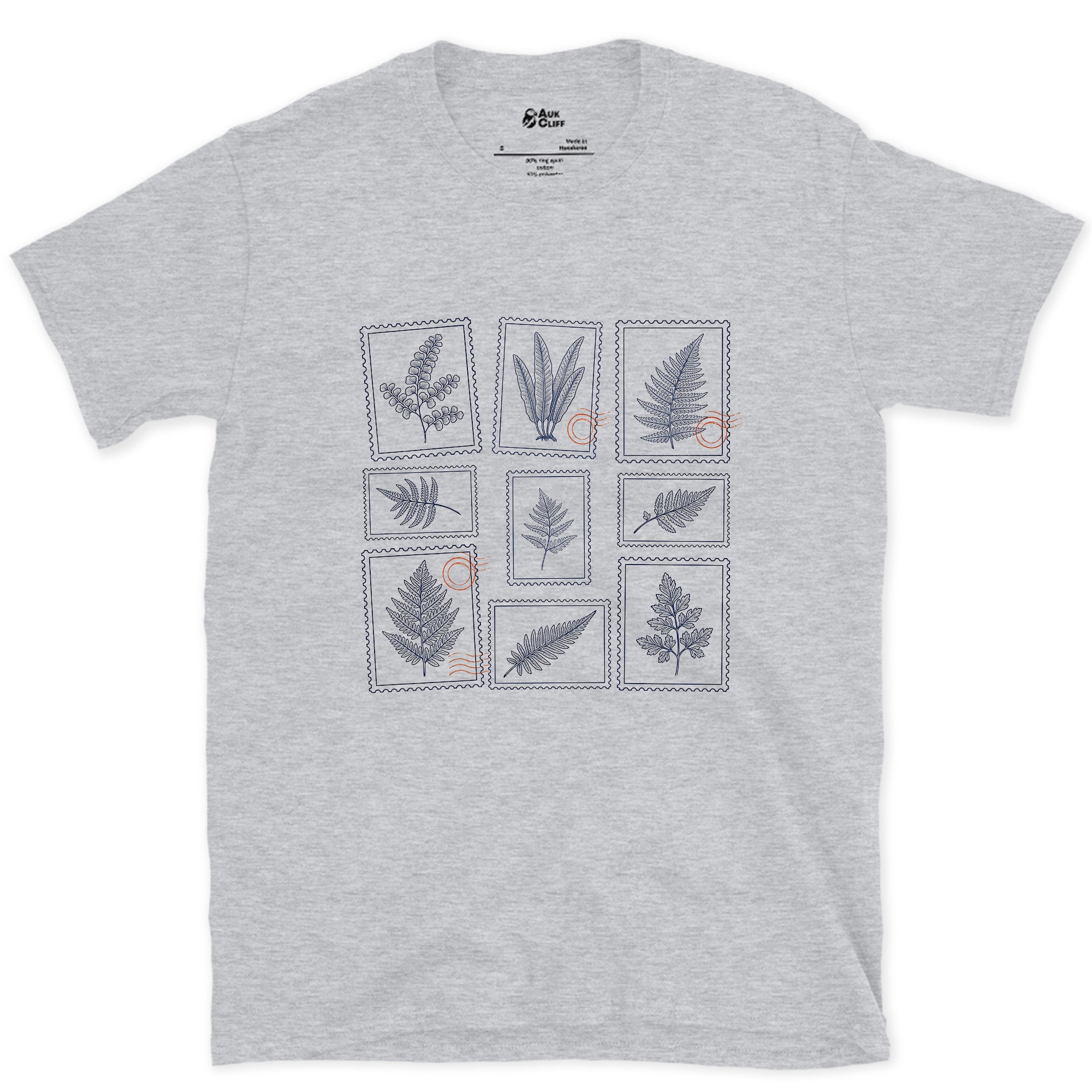Eight Fern Fronds Told Apart by Shape design on a Sport Grey Gildan Softstyle t-shirt