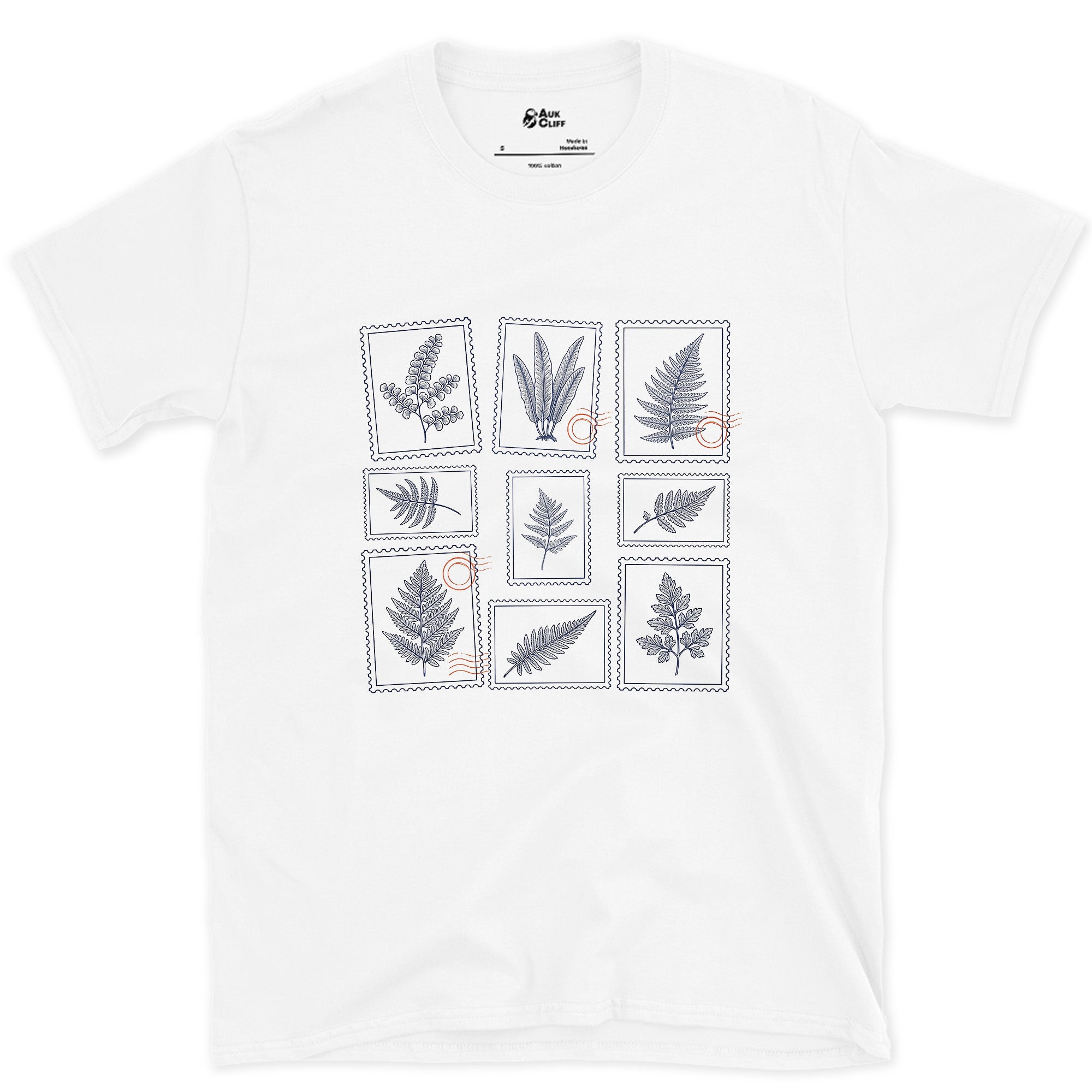 Eight Fern Fronds Told Apart by Shape design on a White Gildan Softstyle t-shirt