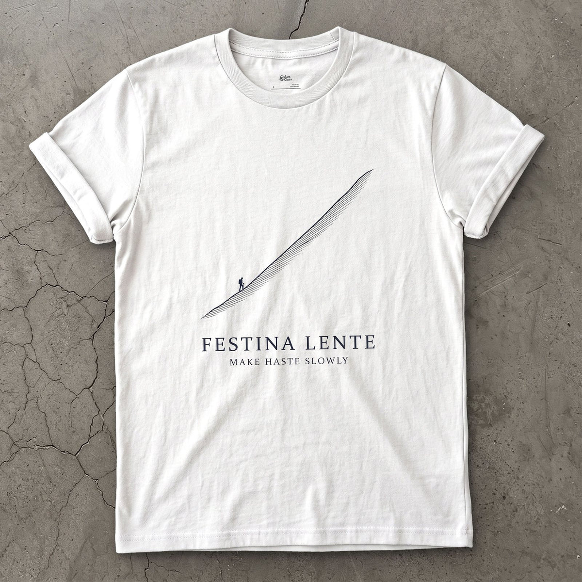 Festina Lente, Make Haste Slowly design on a White Gildan Softstyle t-shirt