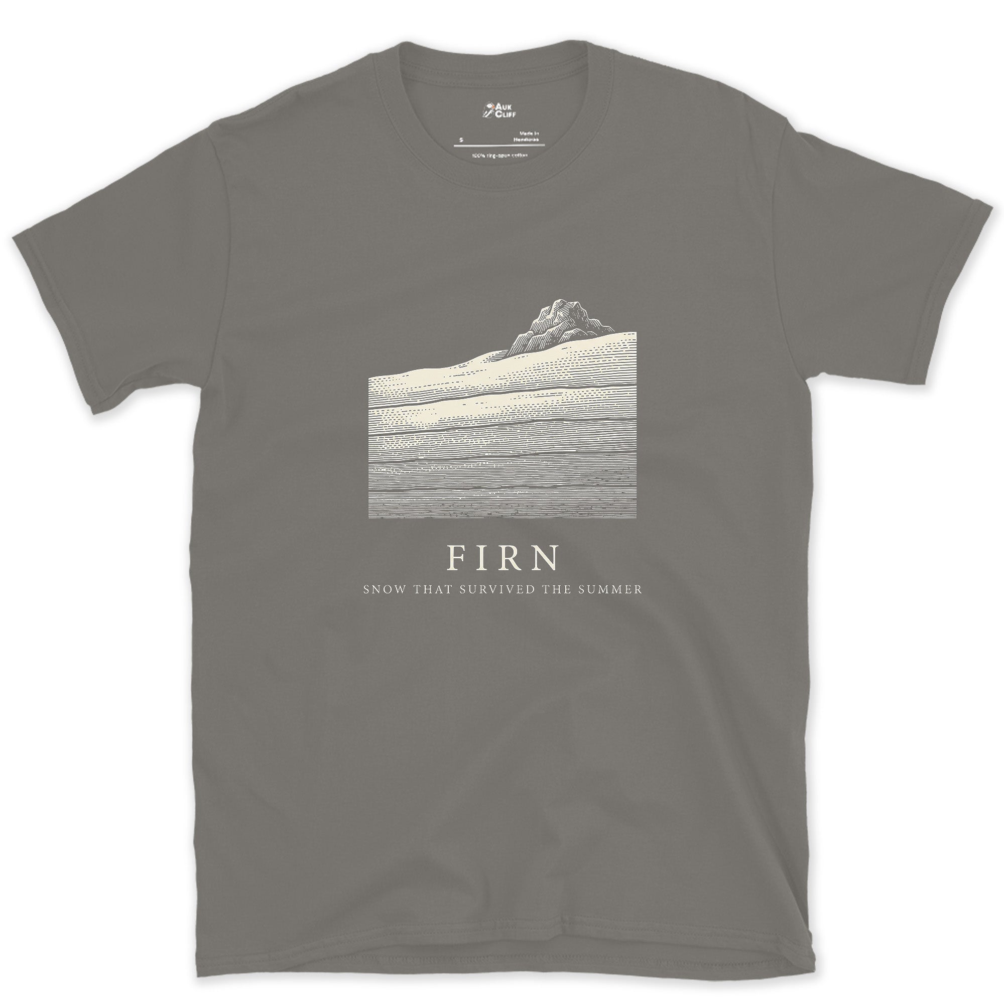 Firn, Alpine Snow That Survived the Summer design on a Charcoal Gildan Softstyle t-shirt