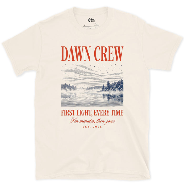 First Light Every Time, Ten Minutes Then Gone design on a Natural Gildan Softstyle t-shirt