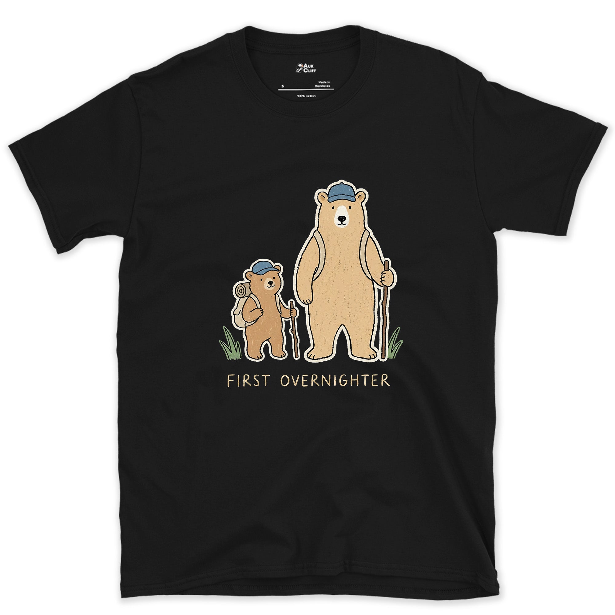 Half a Step Behind, Bear and Cub design on a Black Gildan Softstyle t-shirt