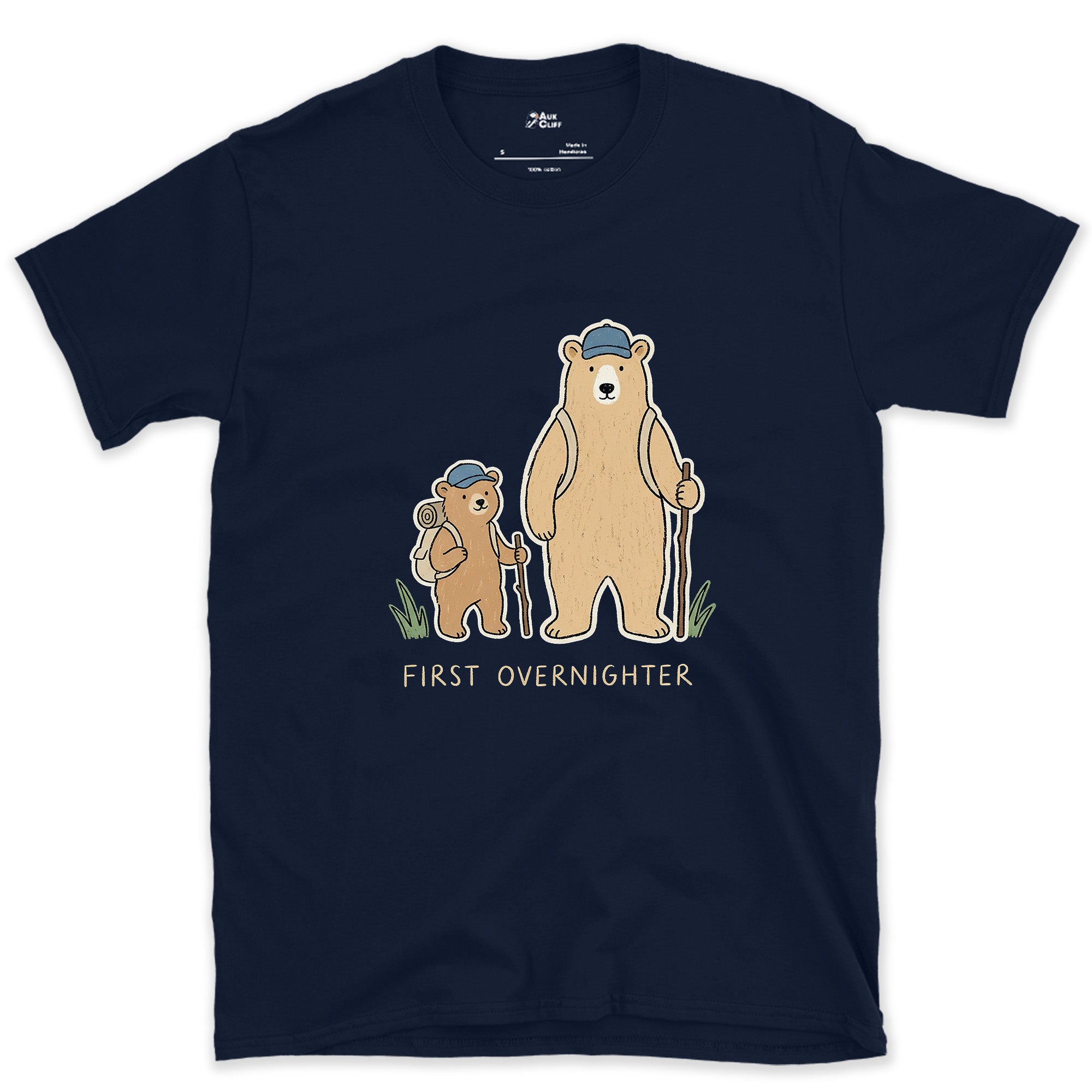 Half a Step Behind, Bear and Cub design on a Navy Gildan Softstyle t-shirt