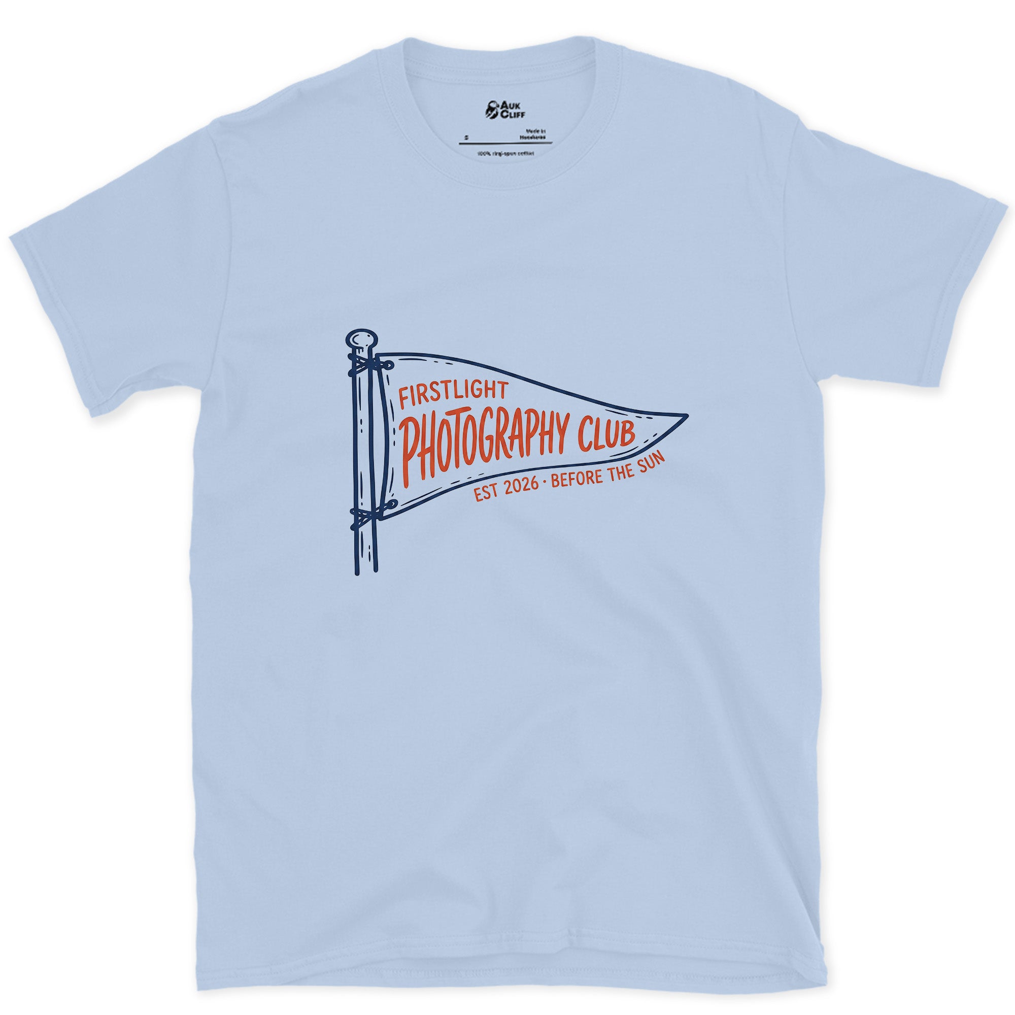 Before the Sun, Firstlight Photography design on a Light Blue Gildan Softstyle t-shirt