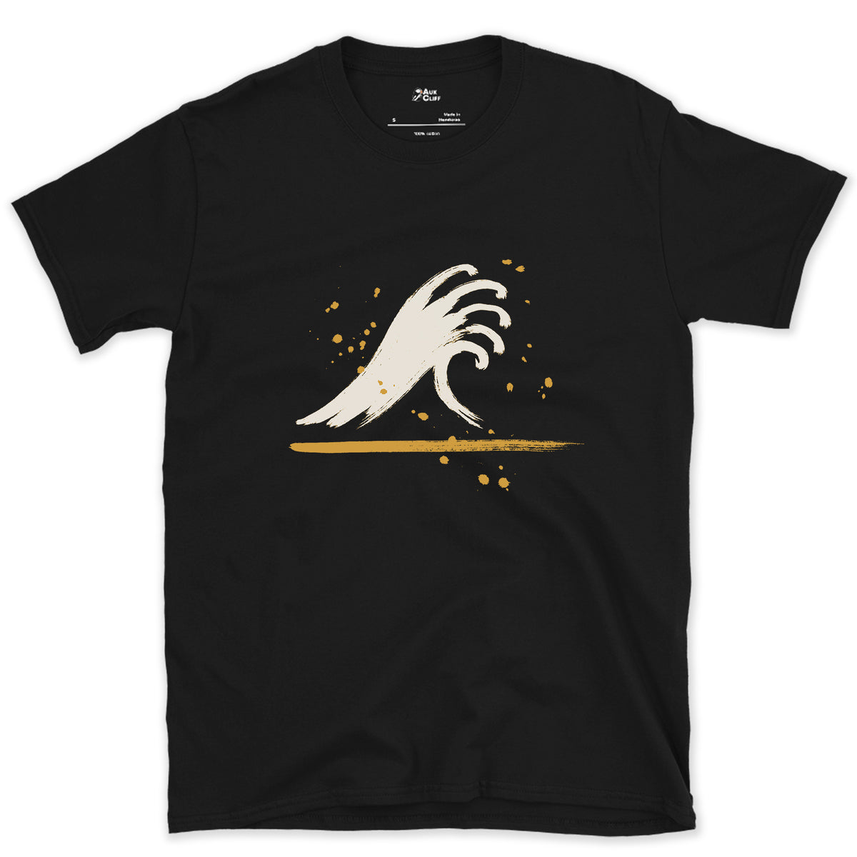 Five Fingers of Spray in Wet Ink design on a Black Gildan Softstyle t-shirt