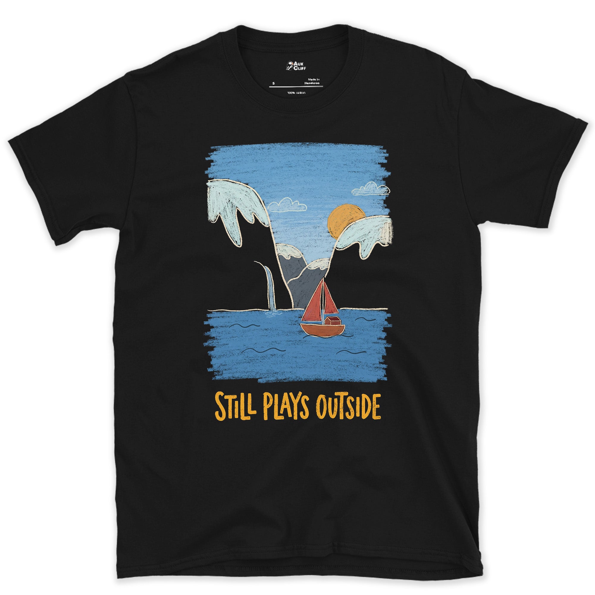 Snow Ridge Curved Like a Swan's Neck design on a Black Gildan Softstyle t-shirt
