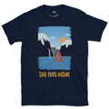Snow Ridge Curved Like a Swan's Neck design on a Navy Gildan Softstyle t-shirt