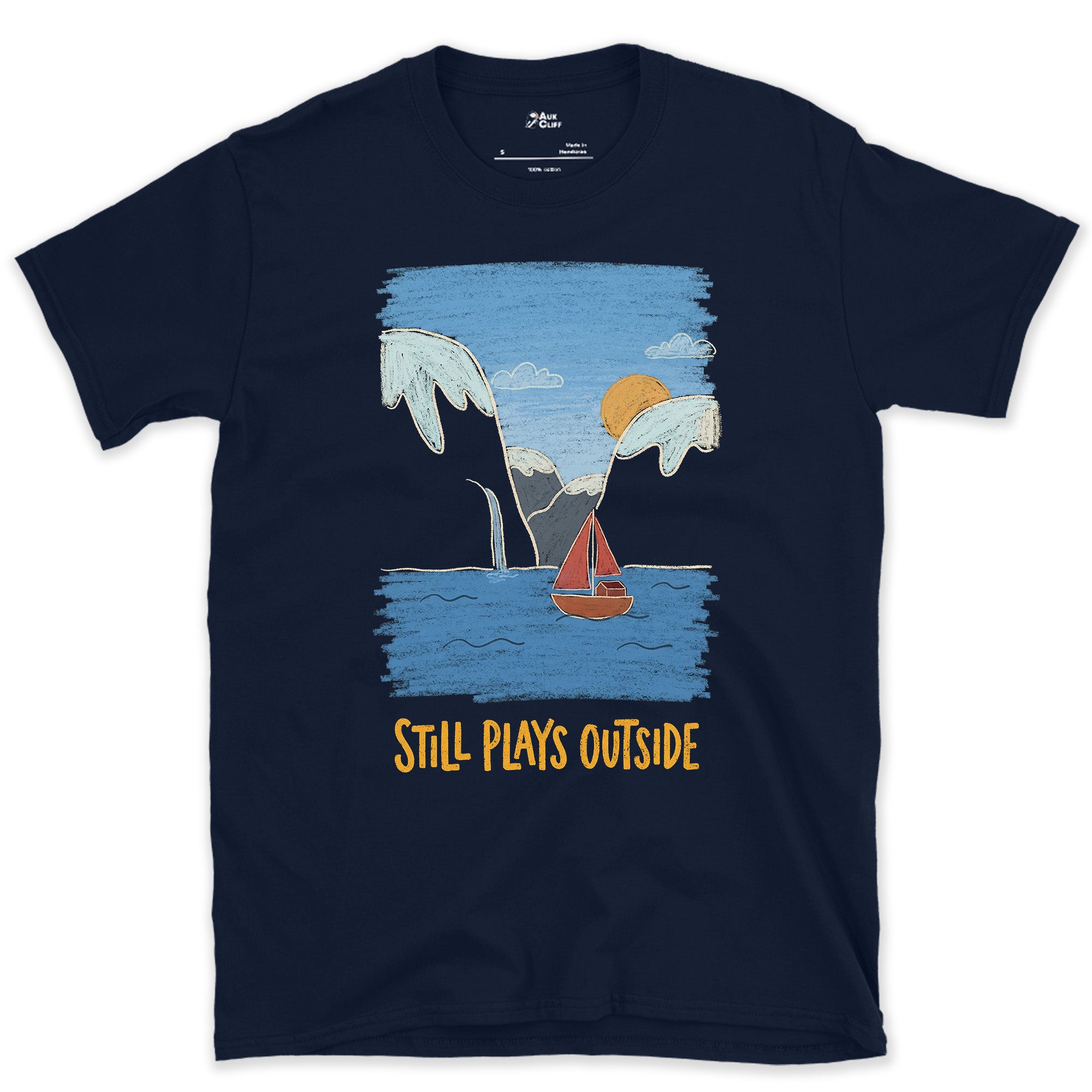 Snow Ridge Curved Like a Swan's Neck design on a Navy Gildan Softstyle t-shirt