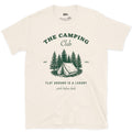 Flat Ground Is a Luxury, Camping Club Est 1911 design on a Natural Gildan Softstyle t-shirt