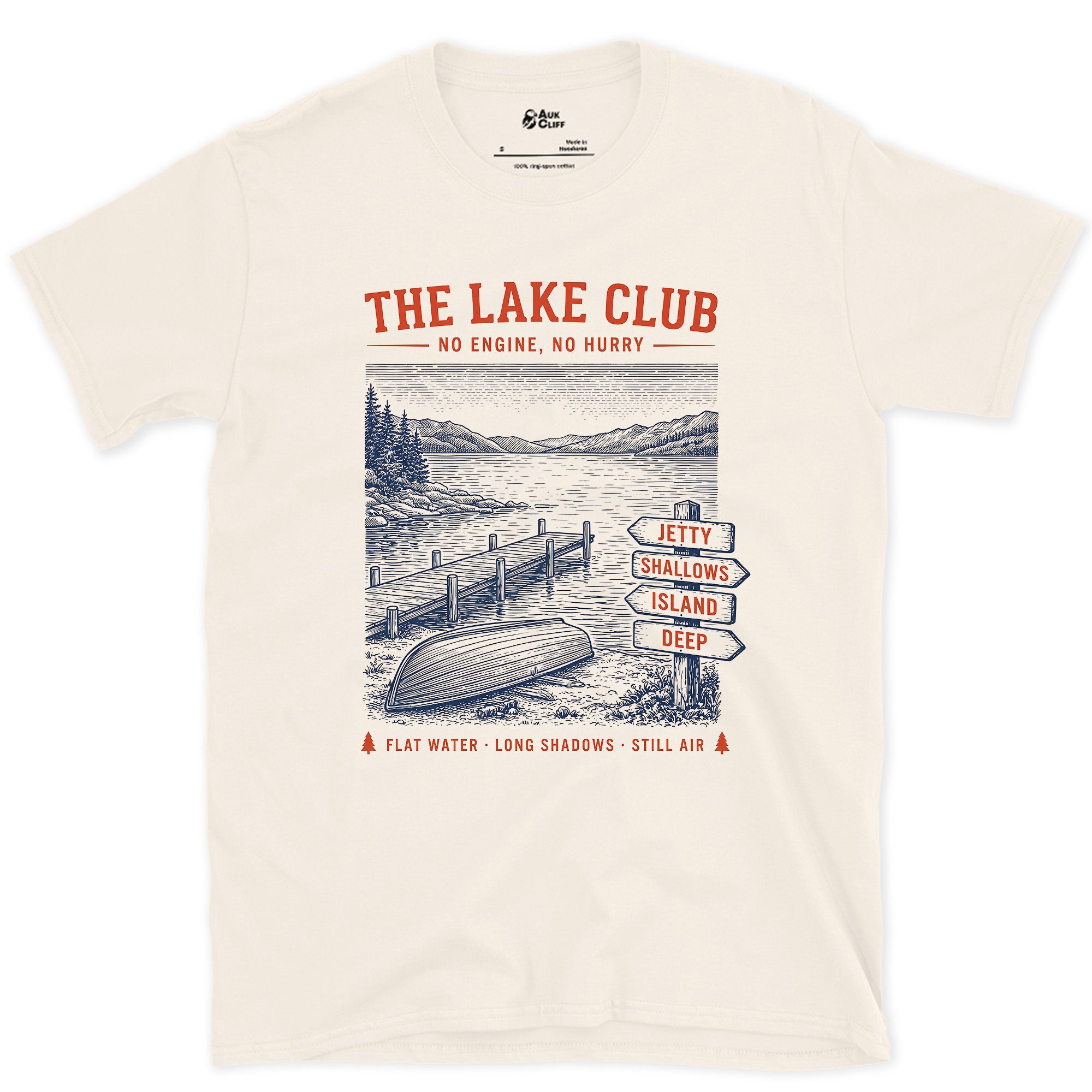 Jetty, Shallows, Island, Deep design on a Natural Gildan Softstyle t-shirt