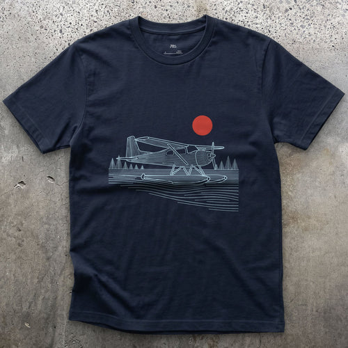 Low and Level, Between the Lakes design on a Navy Gildan Softstyle t-shirt