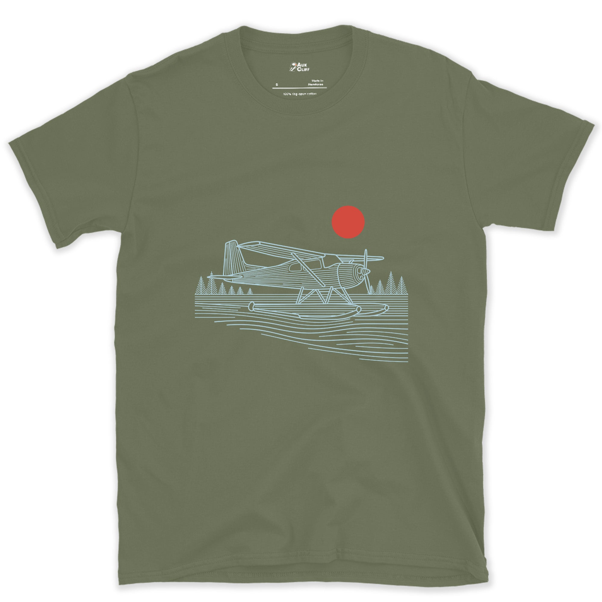 Low and Level, Between the Lakes design on a Military Green Gildan Softstyle t-shirt