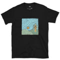Flock Passing Through Quiet Hills design on a Black Gildan Softstyle t-shirt