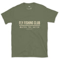 Match the Hatch, Fly Fishing Club design on a Military Green Gildan Softstyle t-shirt