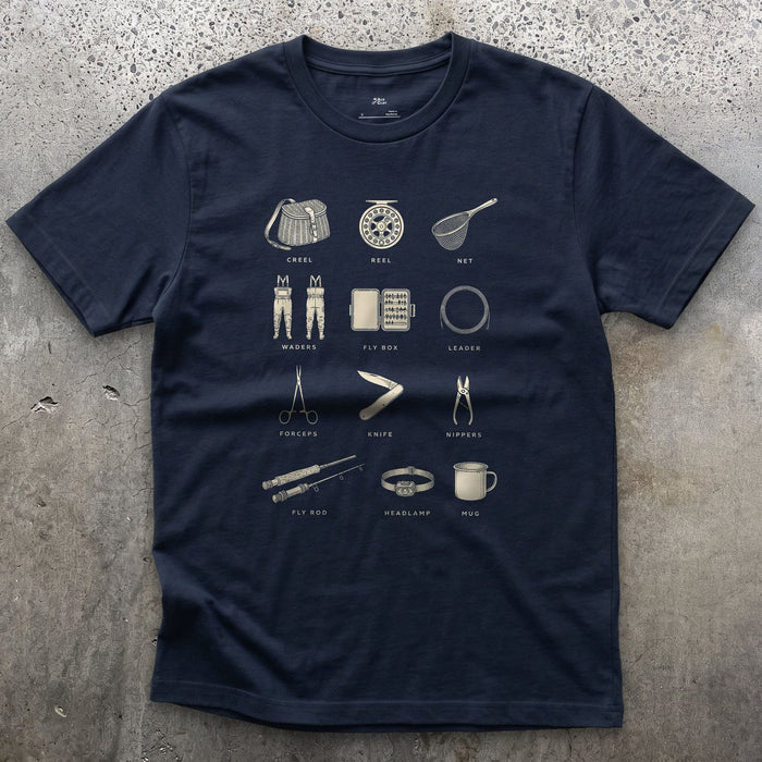 Twelve Pieces, Everything You'd Pack design on a Navy Gildan Softstyle t-shirt