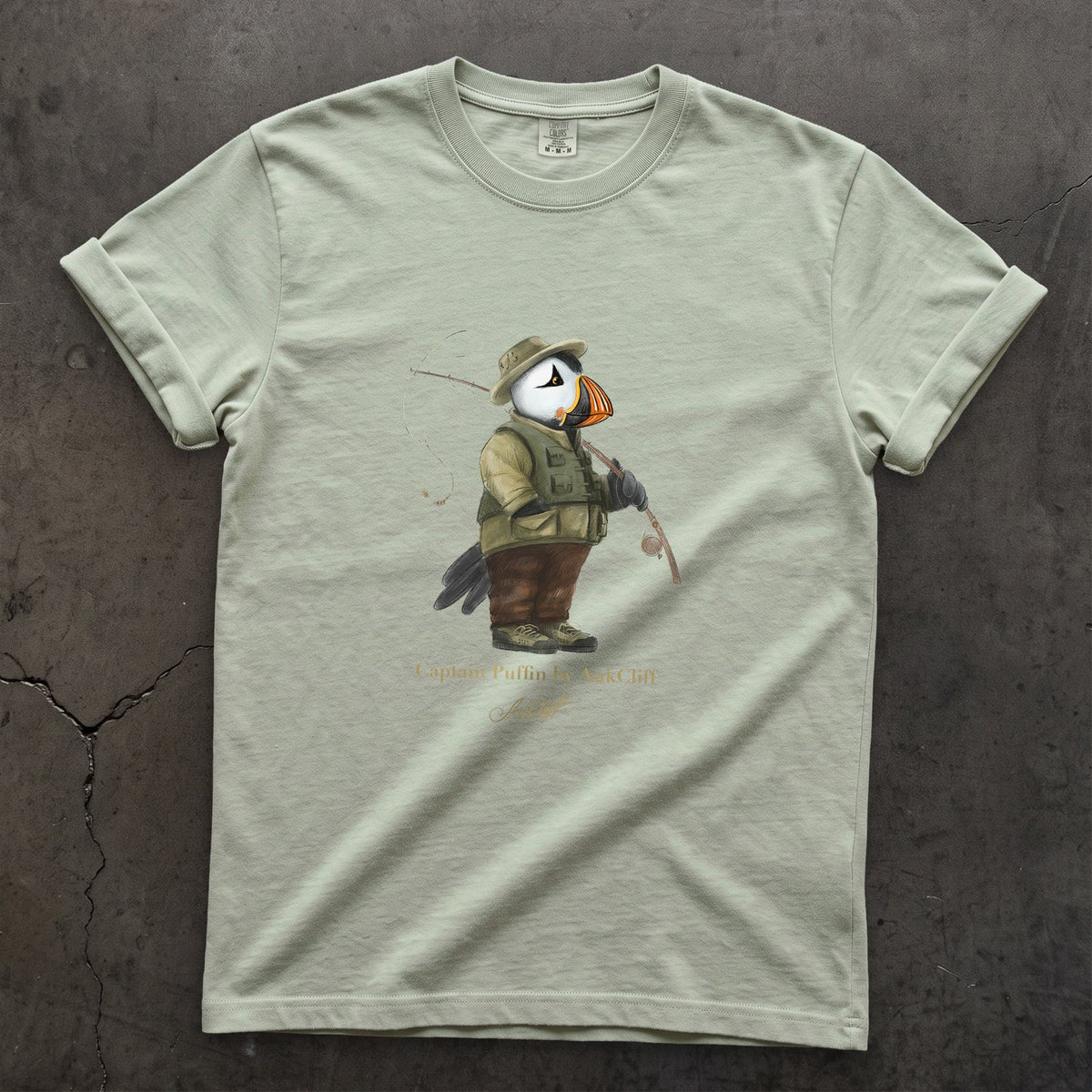 Captain Puffin Fly Fisherman on a Bay Comfort Colors t-shirt