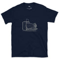 Nothing Else Looks Like a Folding Bellows Camera design on a Navy Gildan Softstyle t-shirt