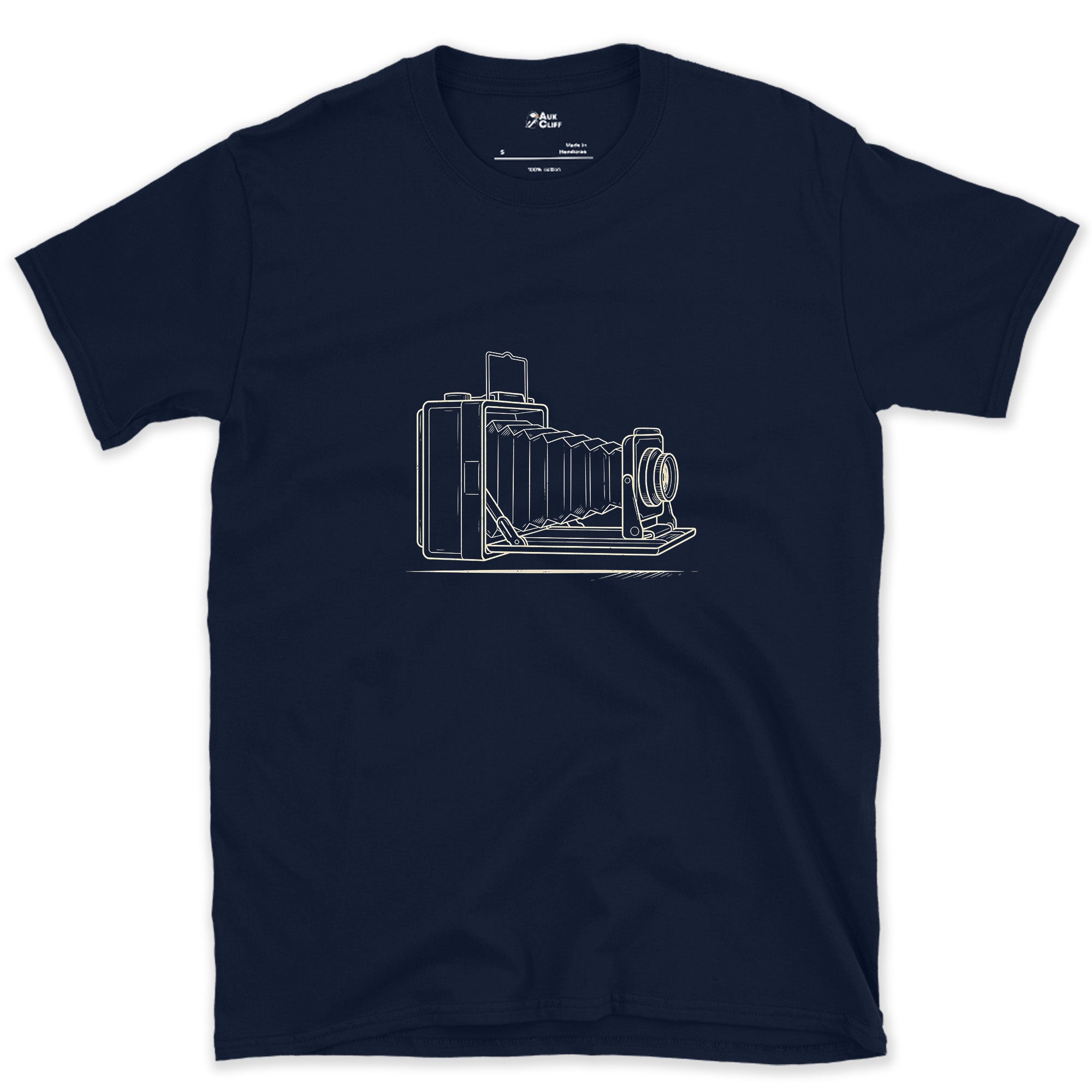 Nothing Else Looks Like a Folding Bellows Camera design on a Navy Gildan Softstyle t-shirt