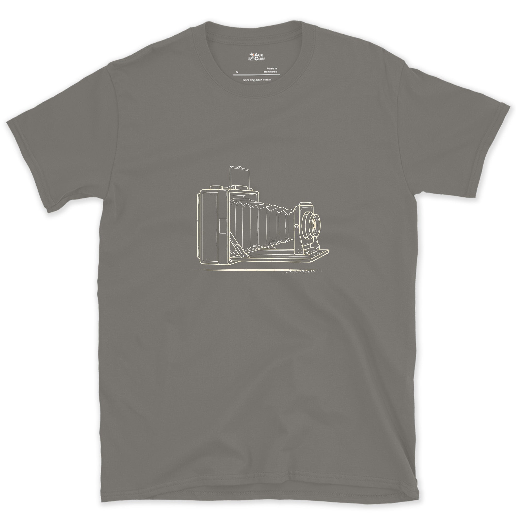Nothing Else Looks Like a Folding Bellows Camera design on a Charcoal Gildan Softstyle t-shirt
