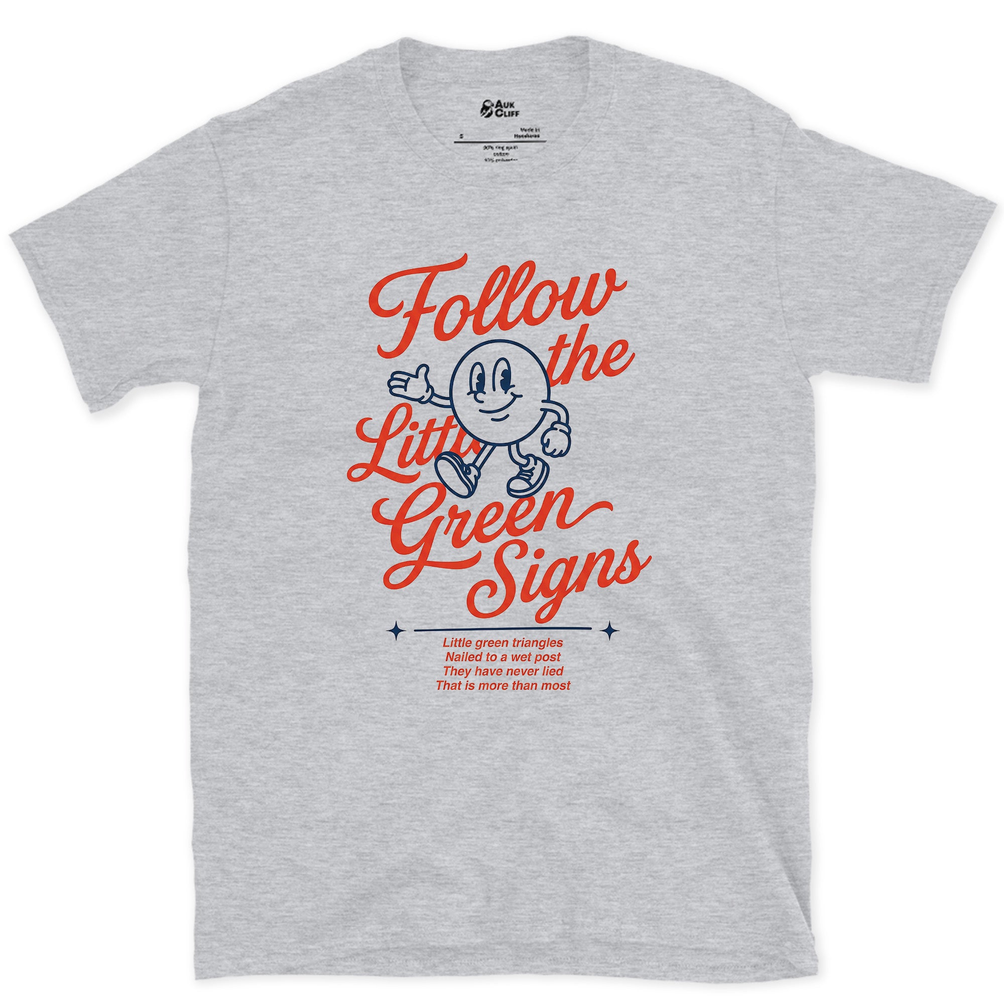 Follow the Little Green Trail Signs design on a Sport Grey Gildan Softstyle t-shirt