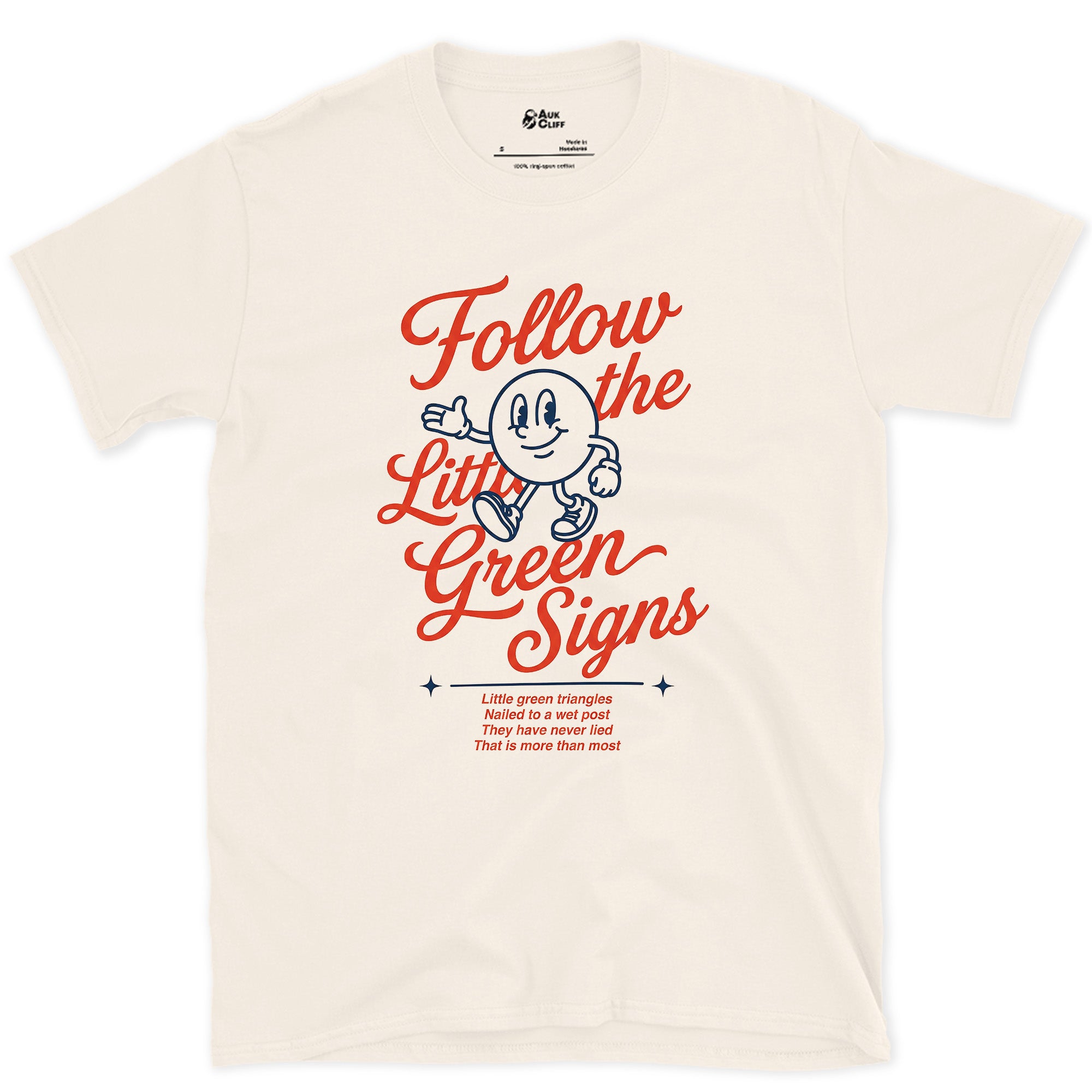 Follow the Little Green Trail Signs design on a Natural Gildan Softstyle t-shirt