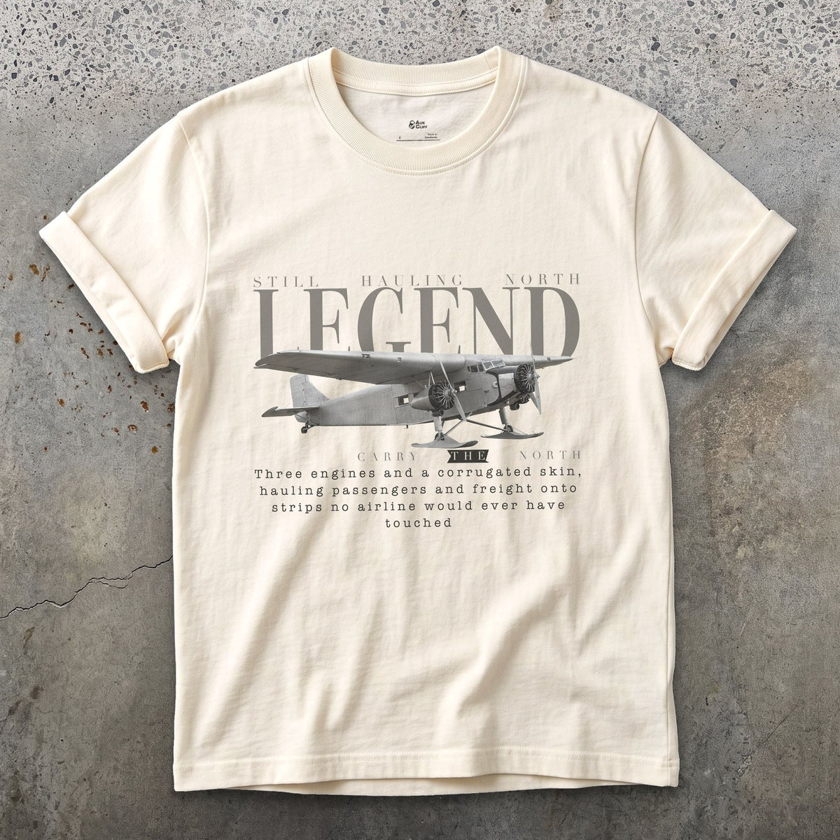 Ford Trimotor on Skis design on a Natural Gildan Softstyle t-shirt