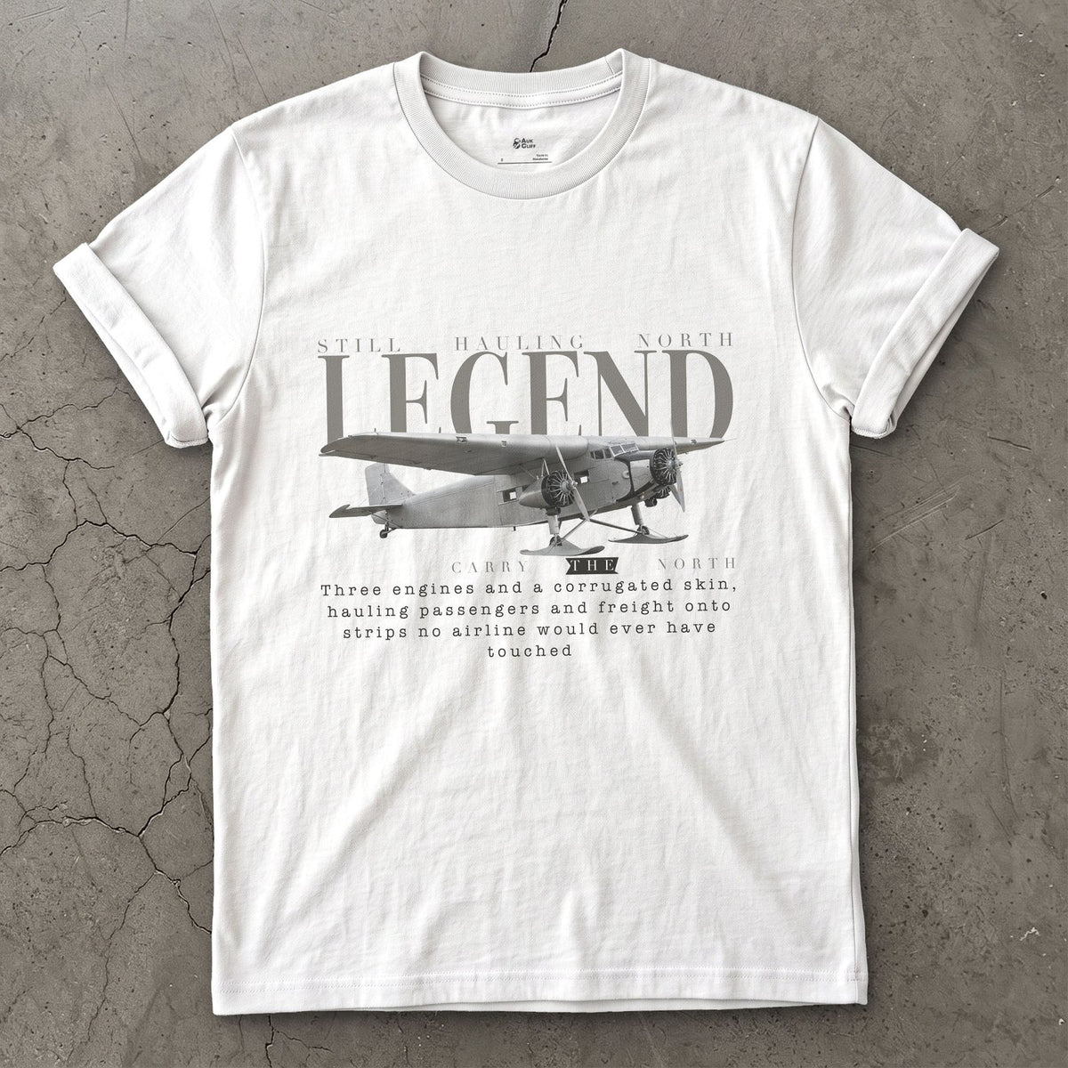 Ford Trimotor on Skis design on a White Gildan Softstyle t-shirt