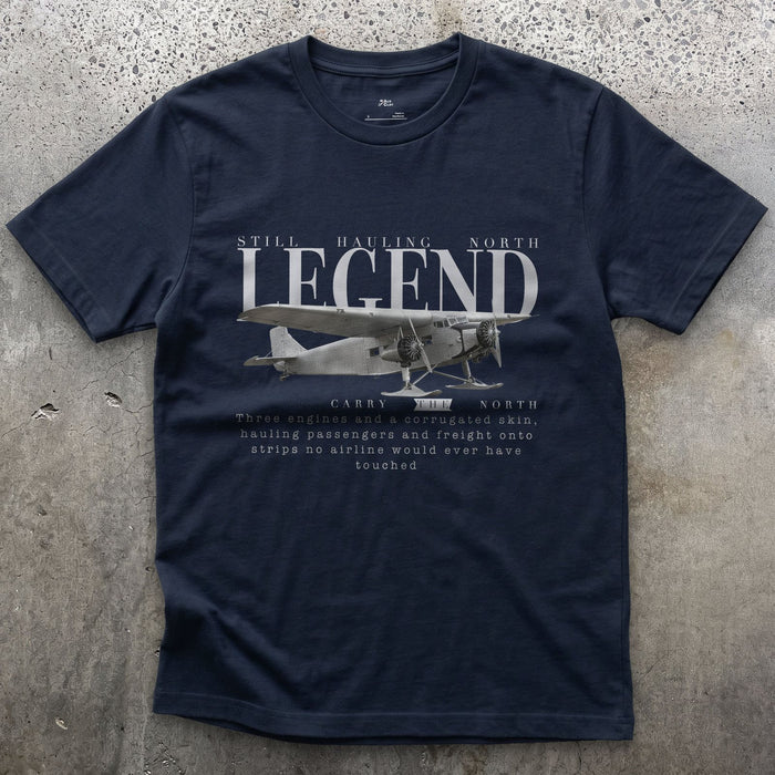 Ford Trimotor on Skis design on a Navy Gildan Softstyle t-shirt