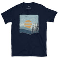 Layers of Pine Up to the Ridge design on a Navy Gildan Softstyle t-shirt